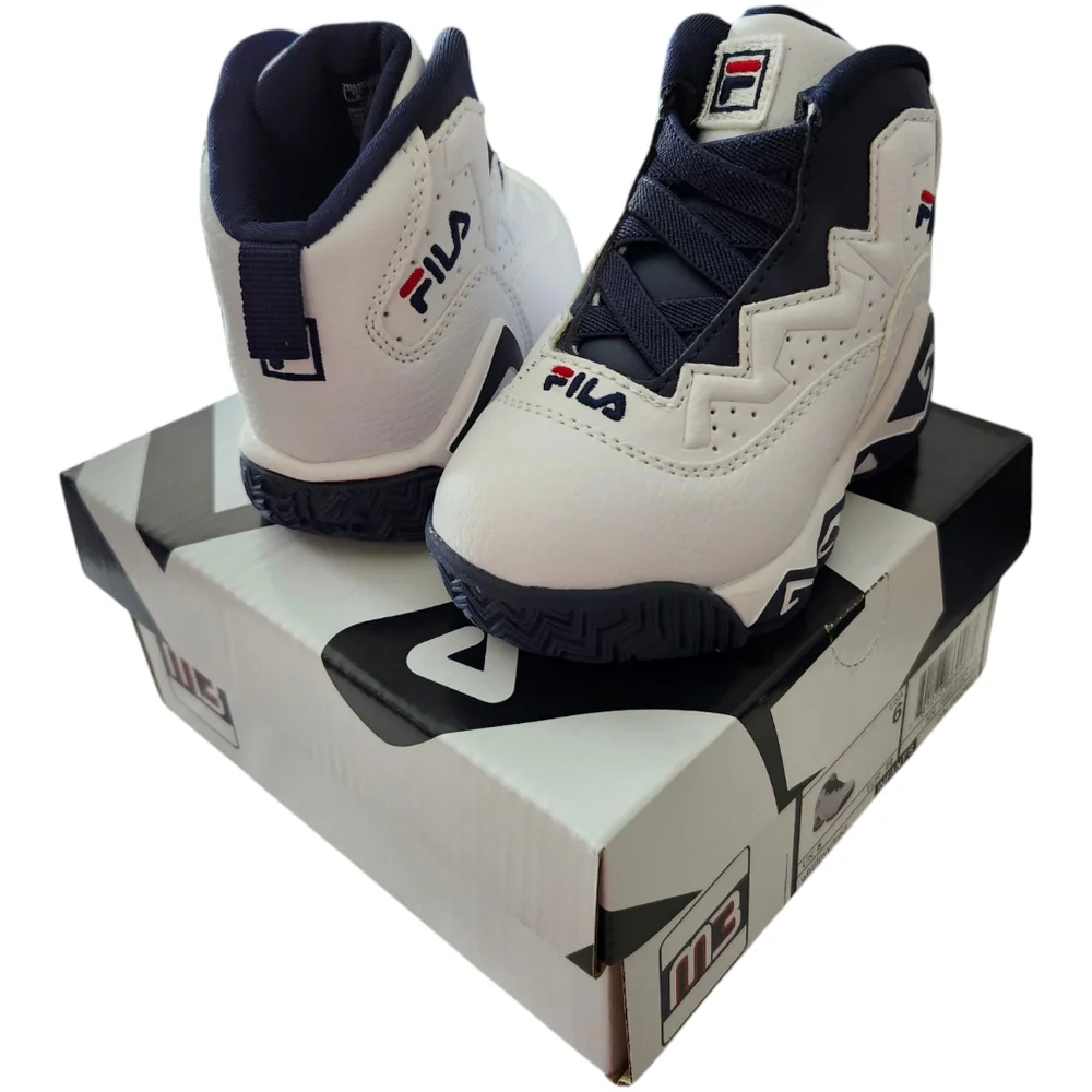 FILA MB 7BM01257-125 White/Navy/Red High Top Sneakers‎ Infant Size 6 NWT